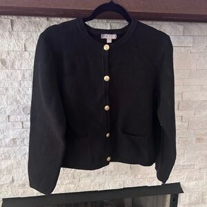 J. Crew Black Emilie Sweater Lady Jacket - Large